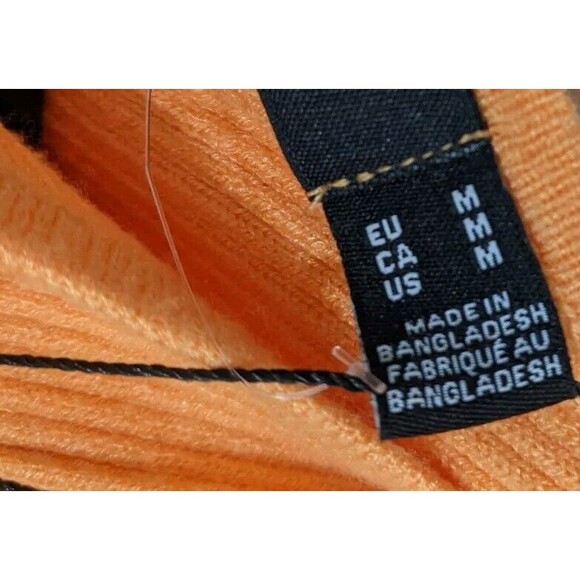 Vero Moda Top One Shoulder Short Sleeve Orange Ribbed Knit Stretch Medium - Picture 12 of 14